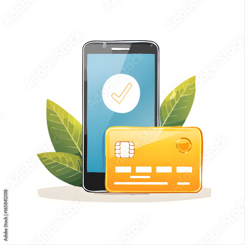 Mobile Banking with Credit Card Vector
