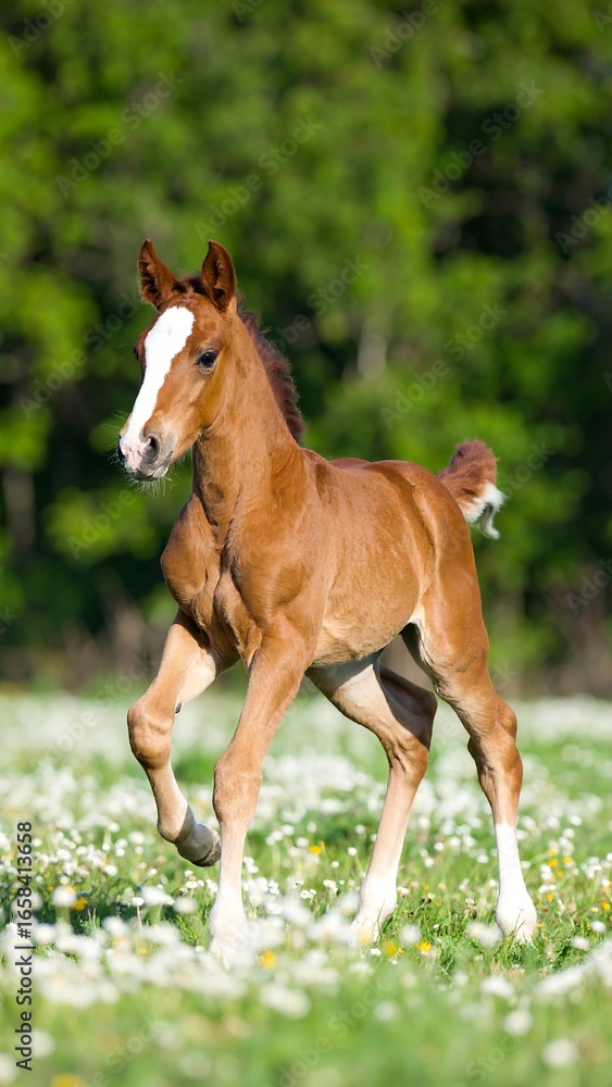 Obraz premium Foal running in field