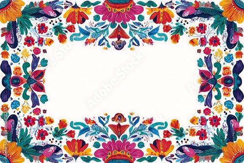 A set of colorful vector illustration frames with Mexican fiesta decorations and patterns
