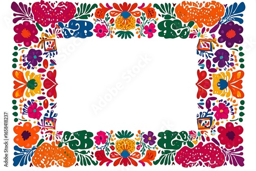 A set of colorful vector illustration frames with Mexican fiesta decorations and patterns