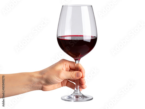  Hand Holding Red Wine Glass, Front View, Transparent PNG