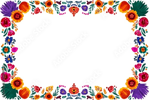 A set of colorful vector illustration frames with Mexican fiesta decorations and patterns