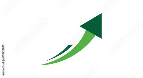 Green arrow pointing upwards indicating growth and success on a white background clearly visible here on transparent background