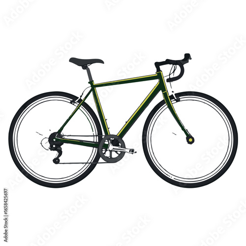 Vector art of a green and yellow road bicycle