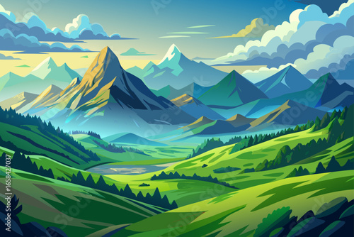 Breathtaking Vista of Rolling Green Hills