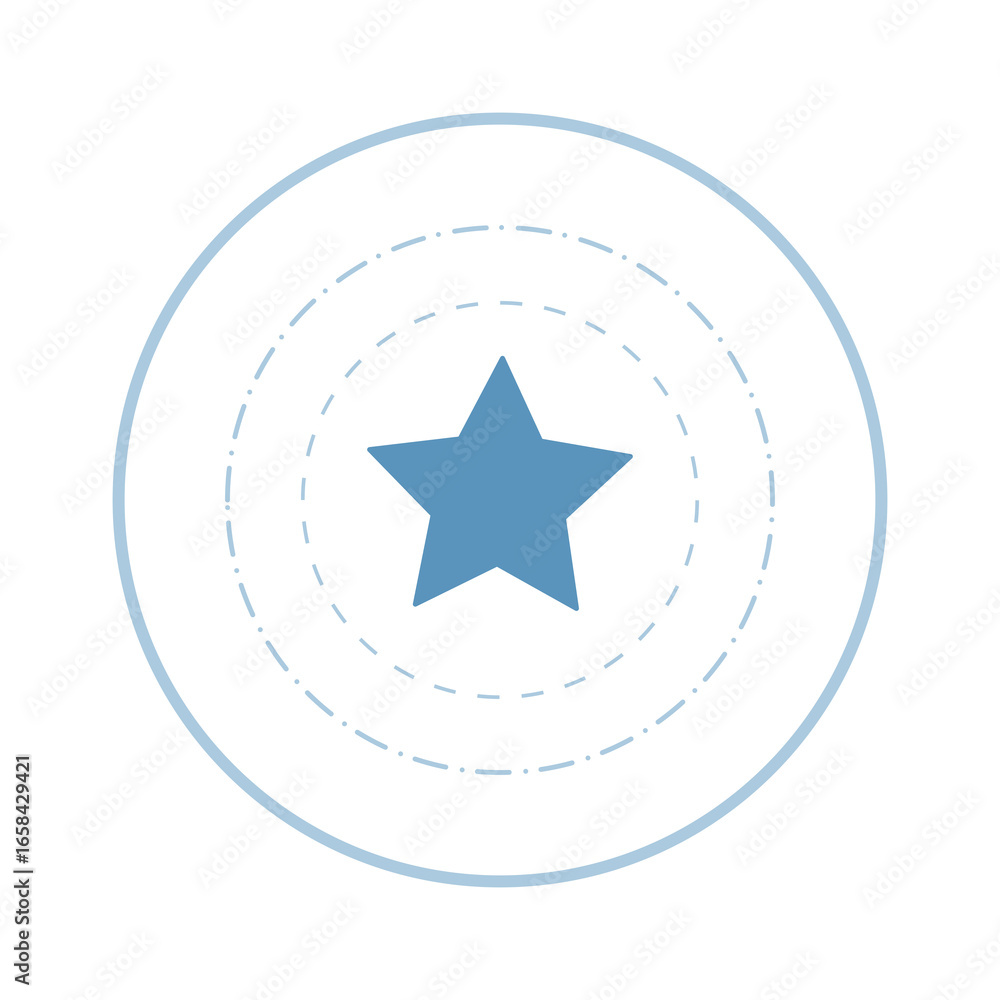 Obraz premium a minimalist vector icon featuring a light blue five-pointed star centered within a circle. The style is clean and simple, suitable for representing favorites, ratings, or achievements