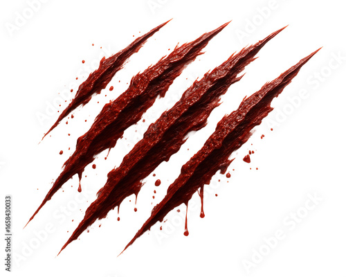 Bloody animal claw slashes.