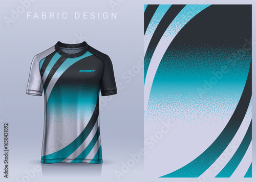 Fabric textile design for Sport t-shirt, Soccer jersey mockup for football club. uniform front view.	