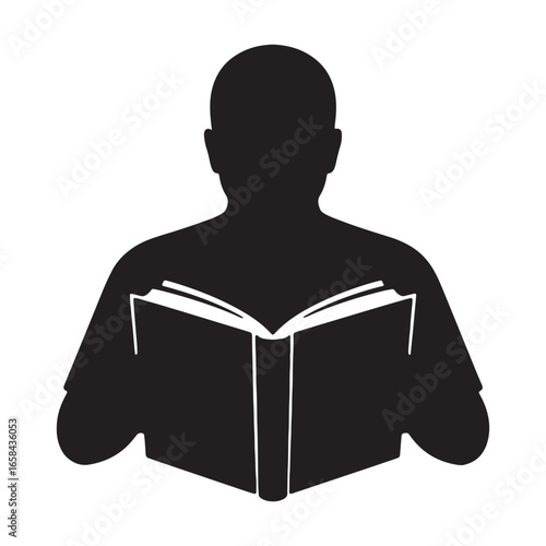 Silhouette of a person reading a book conveying knowledge education and leisure time activity for personal development and enjoyment of literature