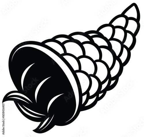 Vector illustration of a cartoon pine cone and fish, a natural design with floral and sea decoration