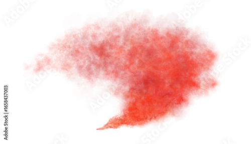 Vivid Curved red smoke cloud on transparent background, ideal for graphic design, digital art, posters, or special effects projects. High-resolution isolated element. Ink cloud