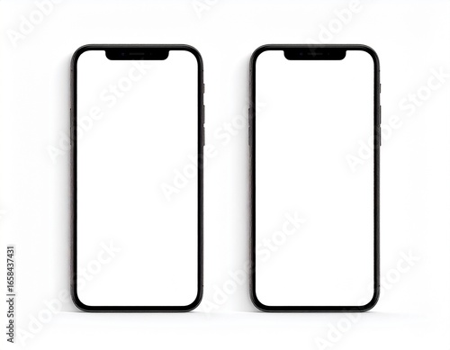 Plain Smartphone Mockup with Blank Screen on White Background