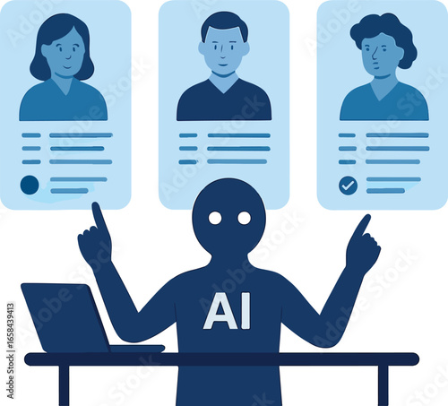 AI evaluating resumes in recruitment process Illustration