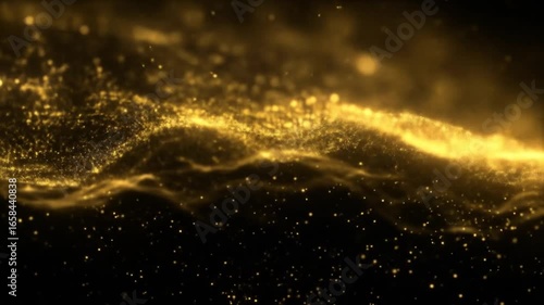 Wallpaper Mural Shimmering gold dust cloud flows against a dark background Torontodigital.ca