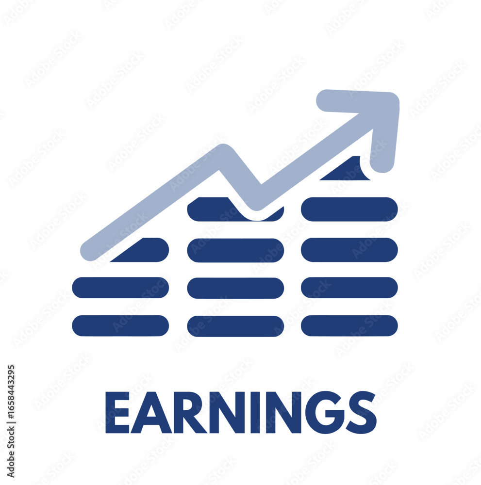 earnings vector icon graph shows upward trend indicating financial growth and success earnings vector icon graph shows upward trend indicating financial growth and success