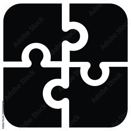 Four Puzzle Pieces Connect Seamlessly, Forming a Complete Square Background Animation