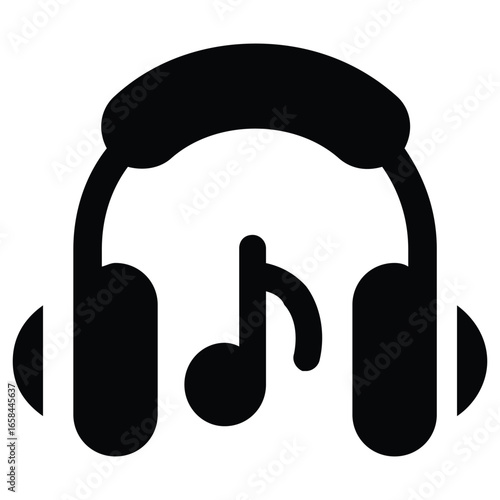 Headphones Play Music Icon: Audio Listening Experience Symbol