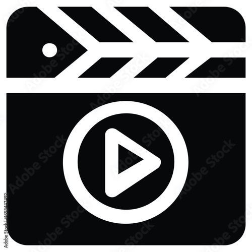 Clapperboard and Play Button Icon for Video Production and Playback Controls
