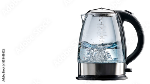 Kettle with boiling water on transparent background