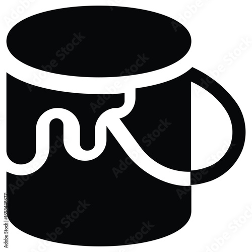 Black Coffee Mug with Dripping Liquid Forms a Unique Design Element for Home Decor