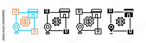 Supply Chain Multi style icon in line color, mixed, lineal color, glyph, line.
