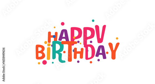 Happy Birthday Bright Bubble Cartoon Lettering. Fun Colorful Greeting Text For Kids Party Decor, Cards, Posters, Gifts, Social Stickers, Apparel. Celebratory Vector Illustration.