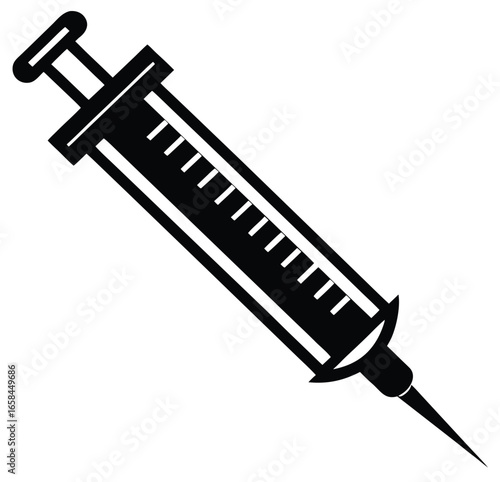 Vector syringe icon isolated on white background medical tool with needle