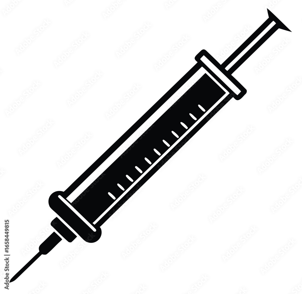 Fototapeta premium Syringe with needle isolated on white background vector illustration