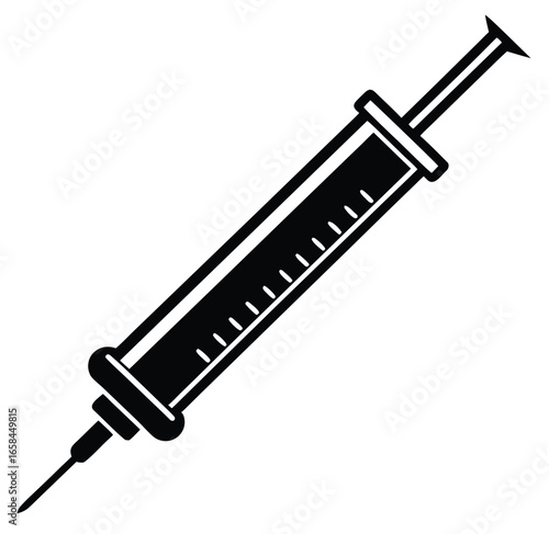 Syringe with needle isolated on white background vector illustration