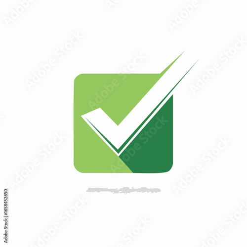 Green Square Box with White Check Mark Signifying Approval and Positive Confirmation
