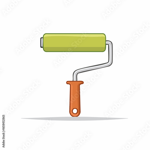 Cartoon style painting tool. Paint roller with colored handle for home decoration, house repairs and design projects.
