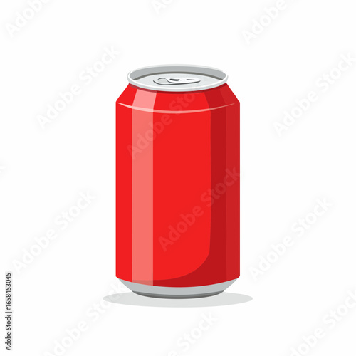 Red Beverage Can Illustration Isolated Vector Graphic Refreshing Drink Container