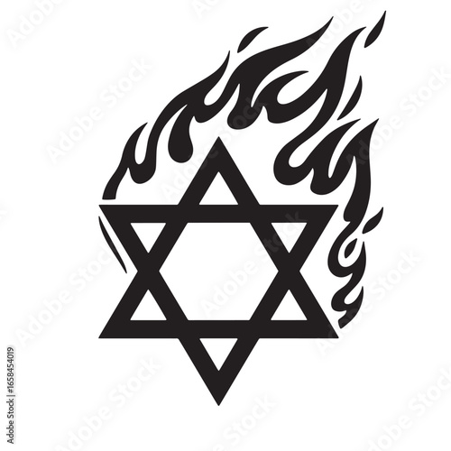 Jewish star of david symbol in flames representing strength resilience and faith