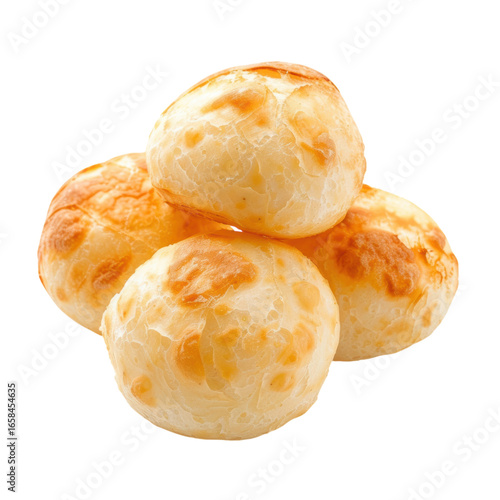 Stacked cheese bread rolls, traditional Brazilian pao de queijo
