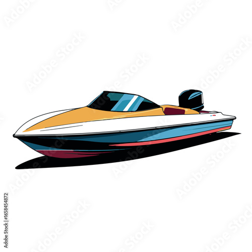 Vector art of modern speed boat for water sports and recreation