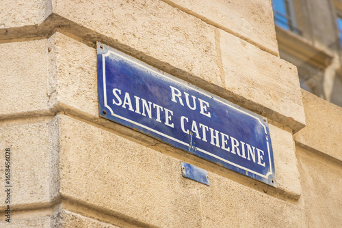 Rue Sainte-Catherine street sign name in Bordeaux, France