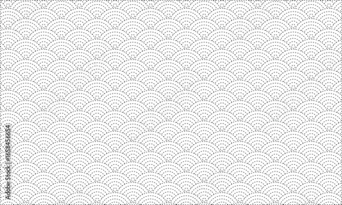 Black and white dashed semicircle pattern seamless