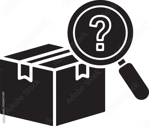 Logistics related icon vector art of package with magnifying glass and question mark