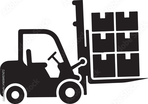 Logistics related icon vector art of forklift truck carrying boxes