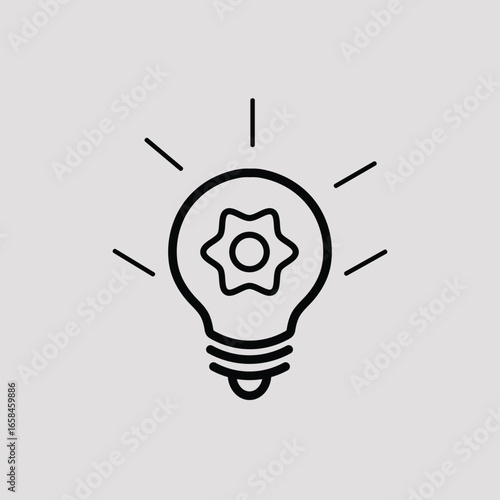 Vector art of lightbulb with gear inside, symbolizing innovation and ideas