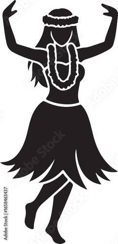 Hula dancer with lei and grass skirt hawaii dancing