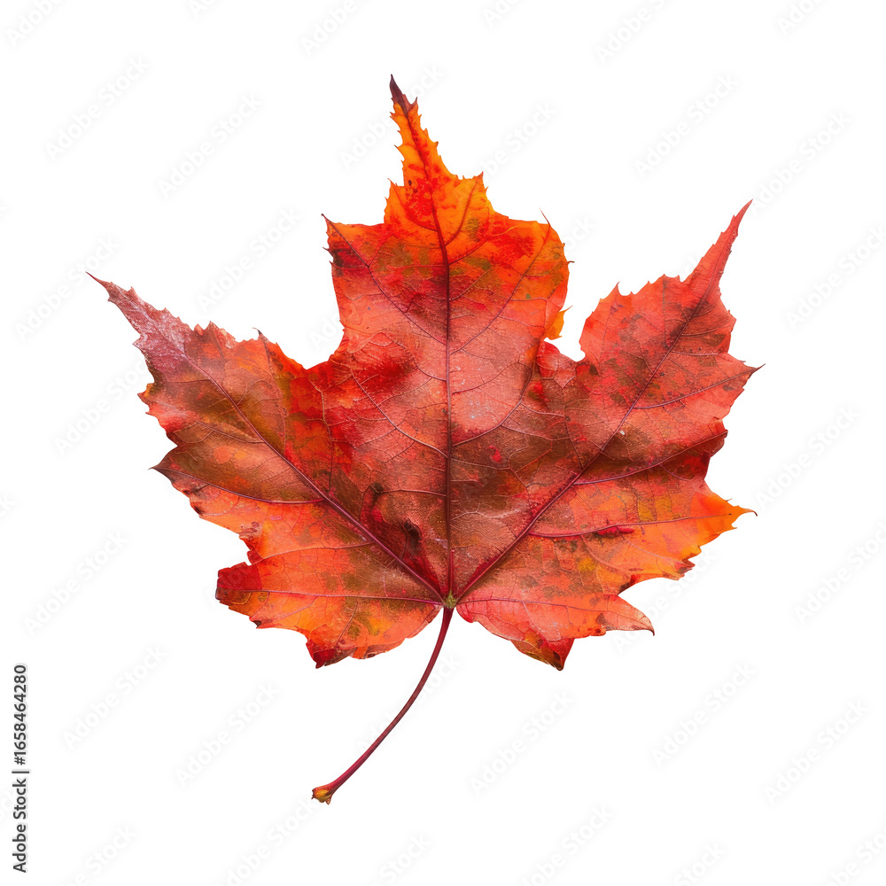 Fototapeta premium and keyword list based on the image.. Fall Maple Leaf Showing Color Change Isolated on a Black Background.