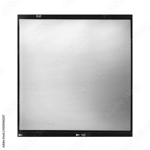 An empty analog 120 photographic negative medium format film frame isolated. Transparent PNG image.