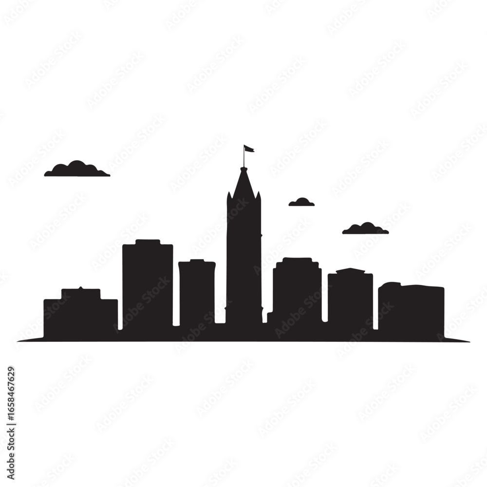Fototapeta premium Tallahassee Skyline Silhouette Vector on White Background