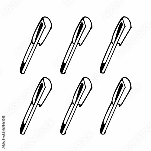 Seamless pattern of hand drawn pen, writing tool, office supply isolated on white background