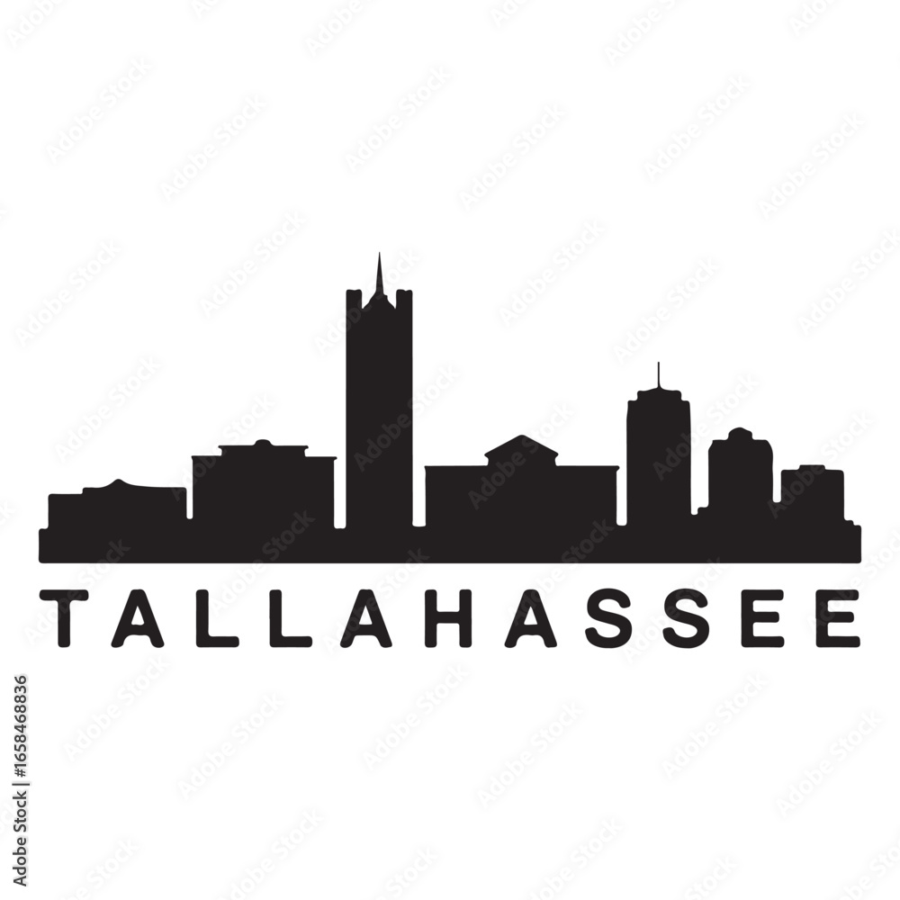 Fototapeta premium Tallahassee Skyline Silhouette Vector on White Background