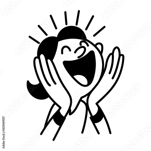 
A character with joyful expression, hand drawn icon 
