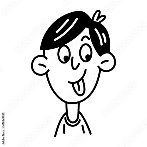 A character making a mocking face, doodle style icon 
