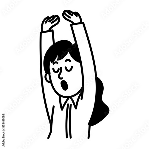 Hand drawn icon of a yawning character 

