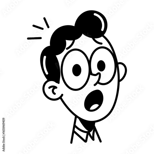 Hand drawn icon showing a character with shocked reaction 

